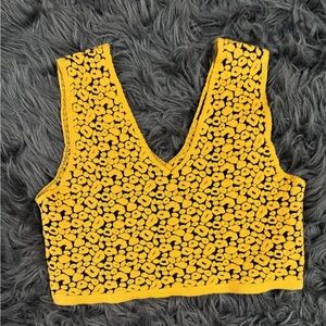 Topshop Yellow Sleeveless Fitted Crop Tank Top
